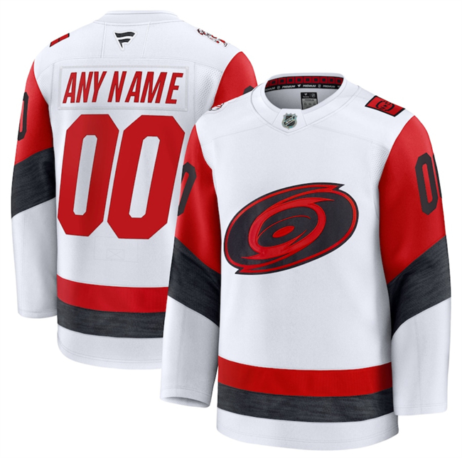Men's Carolina Hurricanes Active Player Custom White 2025 Away Stitched Hockey Jersey